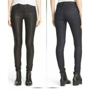 Rag & Bone Leather Coated‎ Skinny Jeans Dark Wash Denim Pants Size 30